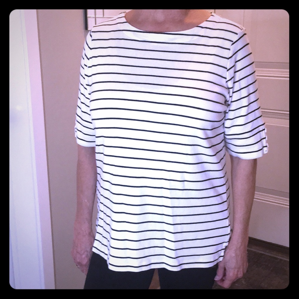 Christopher &Banks White and black stripes top